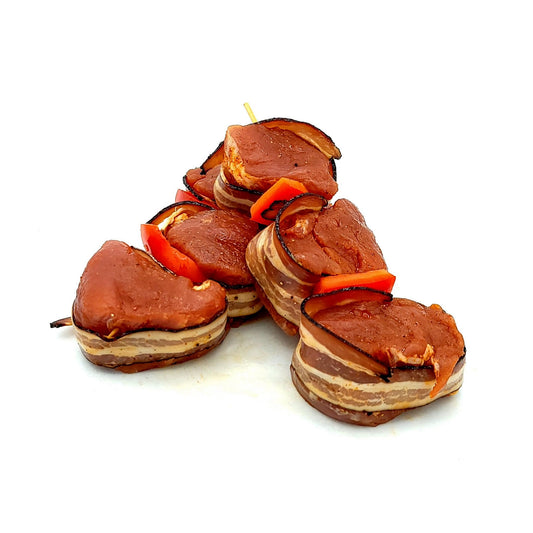 Bacon Wrapped Pork Tenderloin Skewers (2) - Valbella Gourmet Foods